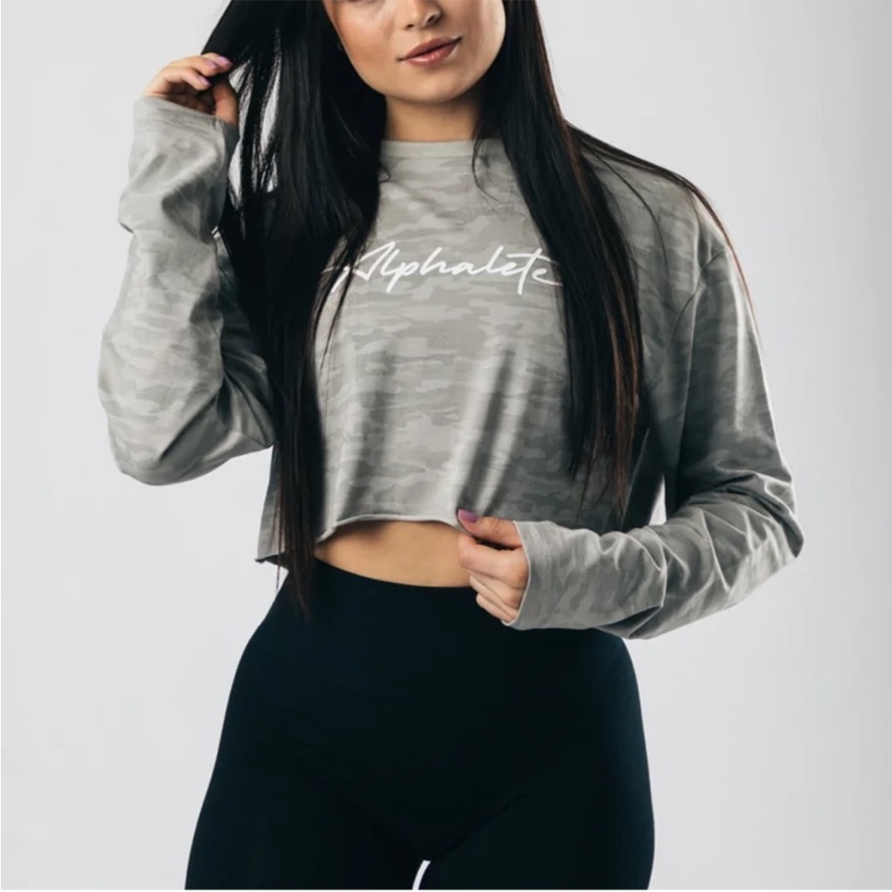 Alphalete Sz XS Cropped GREY Long Sleeve